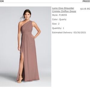 One-Shoulder Crinkle Chiffon Maxi Dress in Quartz